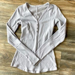 Lululemon Henley Gray Long Sleeve Shirt